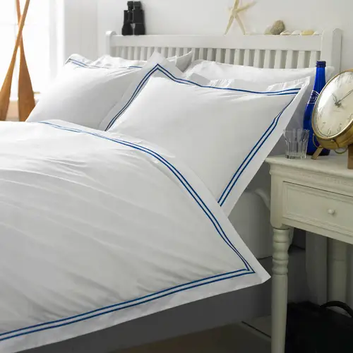 Linge de lit Qualité Boutique en percale de coton Égyptien 160 fils - 400TC - à double cordon Bleu Royal