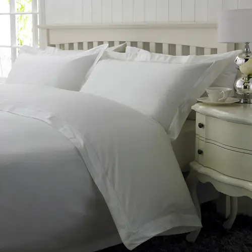 Linge de lit Qualité Boutique en percale de coton Égyptien 160 fils - 400TC - à double cordon Blanc