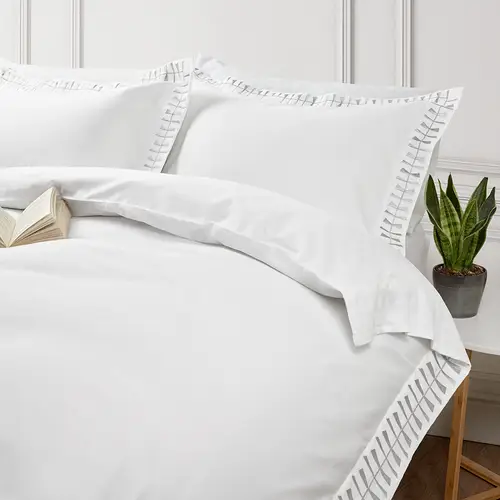 Linge de lit Cleopatra en pur satin de coton à 160 fils/cm² - 400TC - Argenté