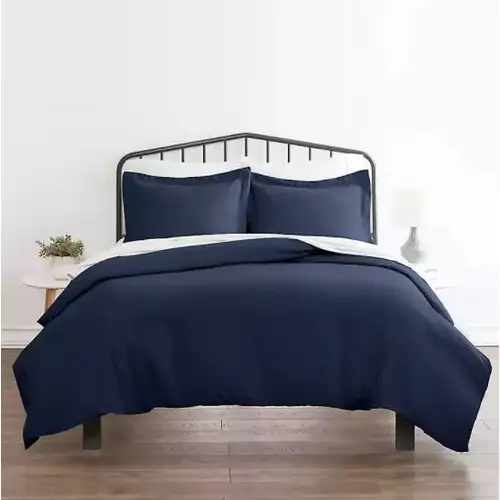 Linge de Lit en satin de coton Pelle d'Uovo 120 fils/cm² - 300TC – Couleurs – Bleu Marine